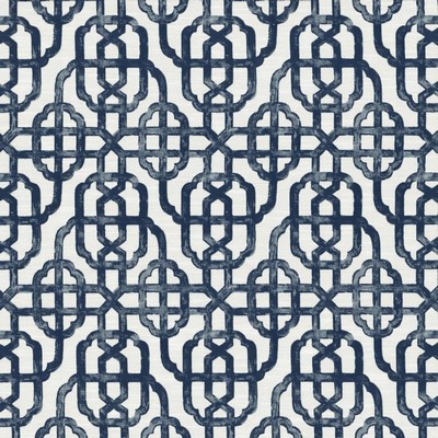 Kasmir Stately Gate Delft in 5136 Blue Polyester  Blend Lattice and Fretwork   Fabric